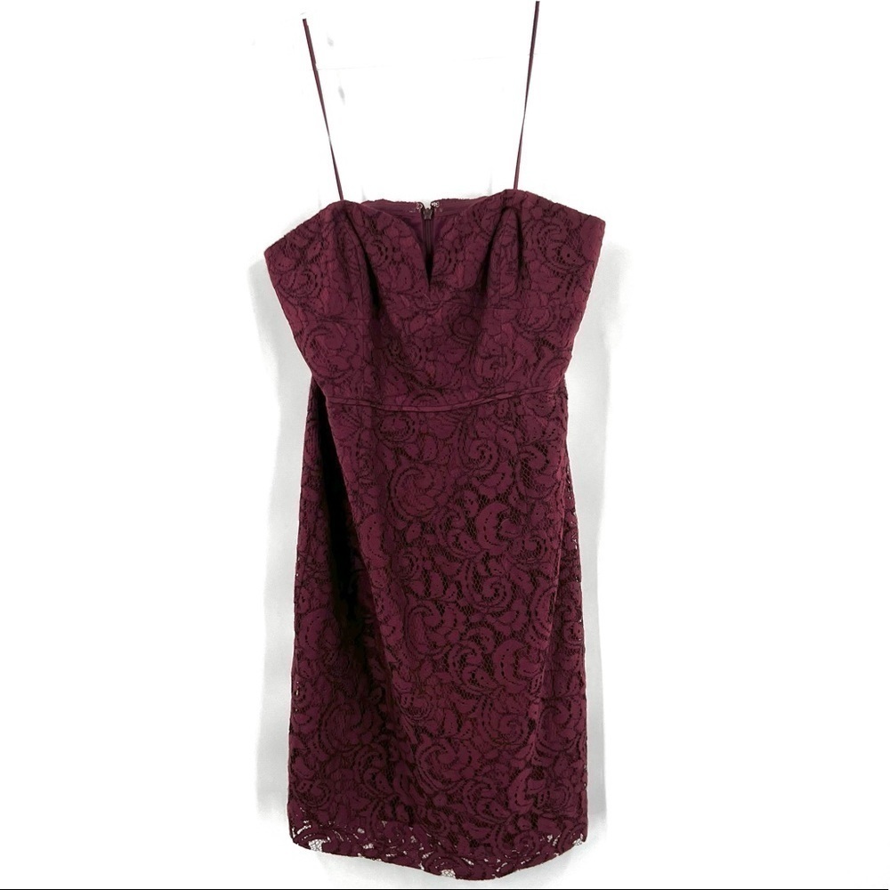 J. Crew maron strapless lace dress size 8